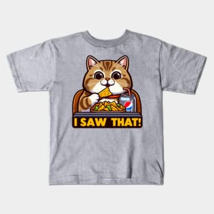 I Saw That meme Tabby Cat Couch Potato Nachos Soft Drink Kids T-Shirt